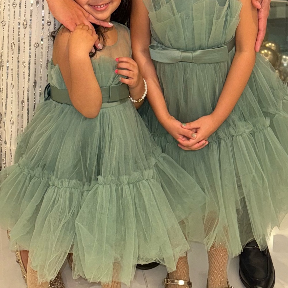 Green Tulle Dress with Bow